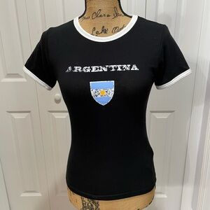 Urban Outfitters Baby Ringer Black Argentina Tee